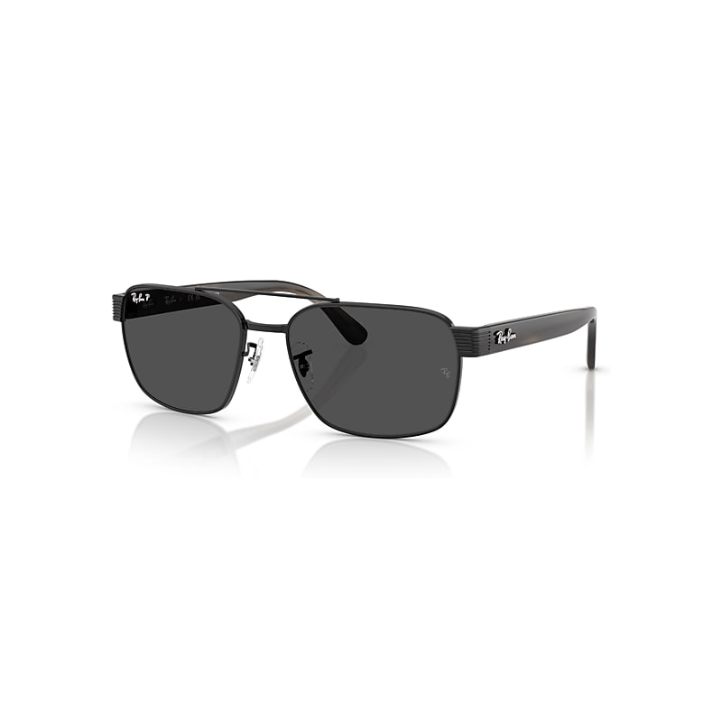 Ray-Ban Rectangle Square Sunglasses - Black - Metal - Polarized - Image 5