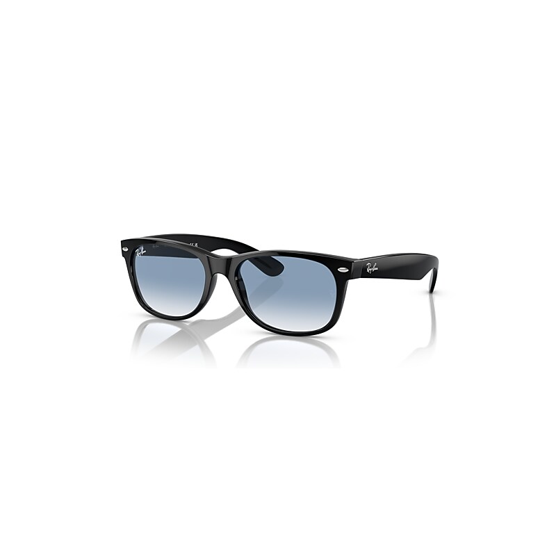 Ray-Ban New Wayfarer Classic Sunglasses Black Frame Blue Lenses 55-18