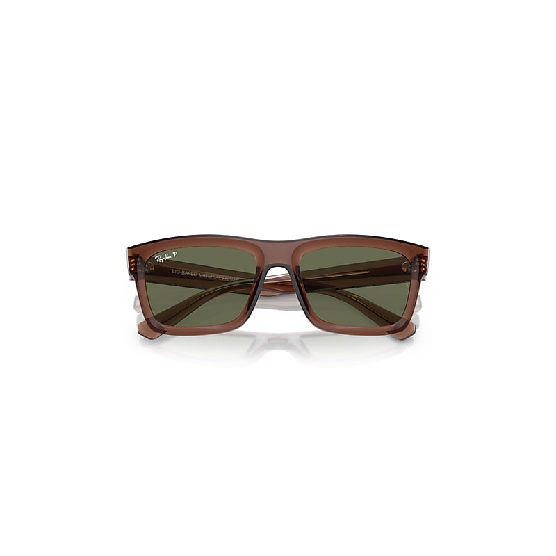 Ray-Ban Warren Bio-based Sunglasses Transparent Brown Frame Green Lenses Polarized 57-20