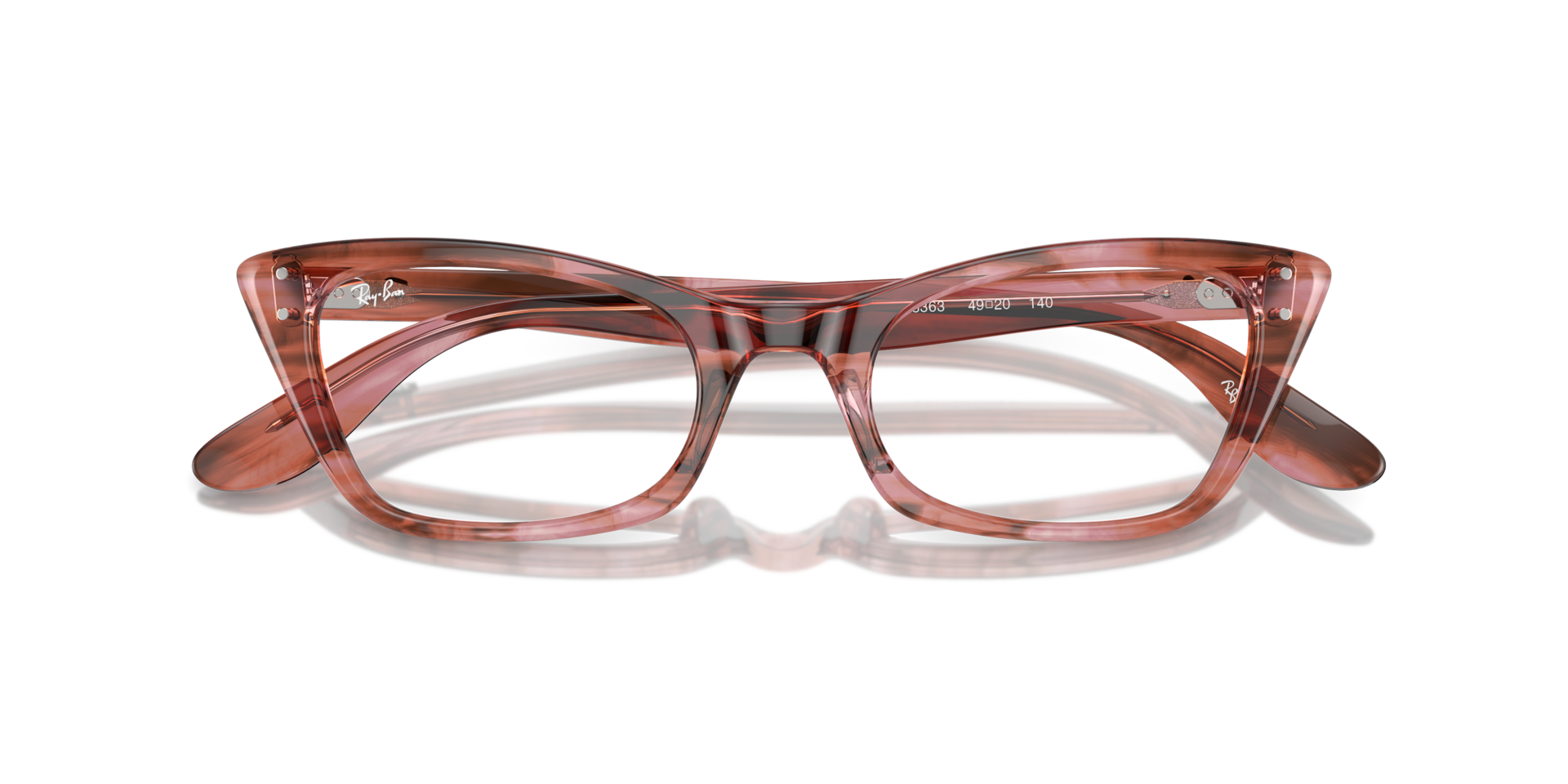 Ray-Ban Lady Burbank Optics Eyeglasses Striped Pink Frame Clear Lenses Polarized 49-20 111$