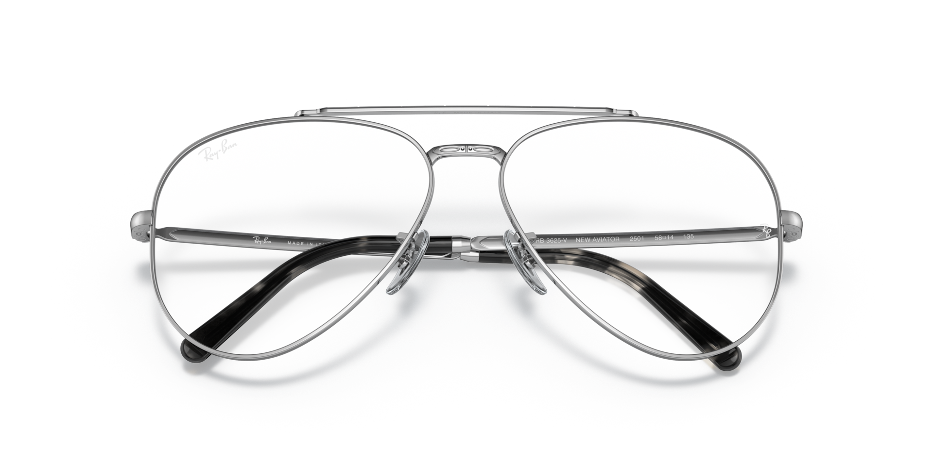 Ray-Ban New Aviator Optics Eyeglasses Silver Frame Clear Lenses Polarized 55-14 147$