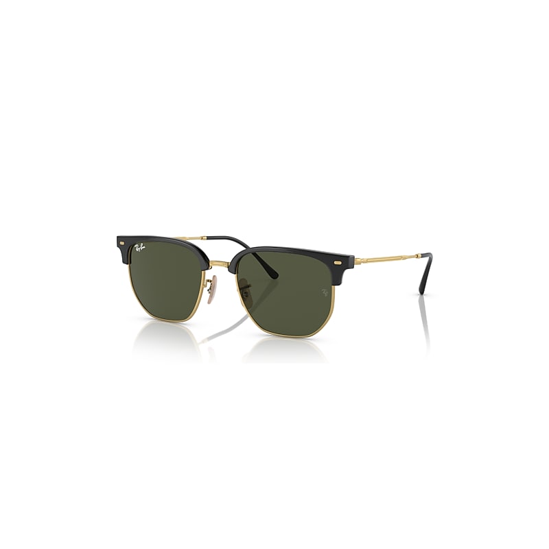 Ray-Ban New Clubmaster Zonnebrillen Zwart Op Goud Montuur Groen Glazen 51-20