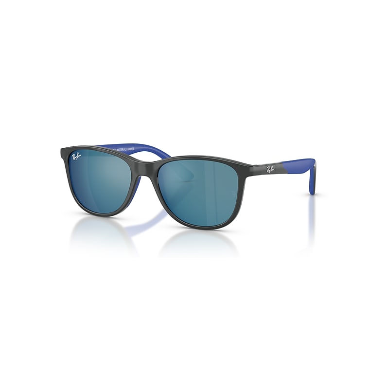 Ray-Ban Sunglasses Kids Rb9077s Kids Bio-Based - Grey On Rubber Blue Frame Blue Lenses 49-16, RJ9077S
