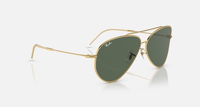 AVIATOR REVERSE Sunglasses in Arista Gold and G-15 Green