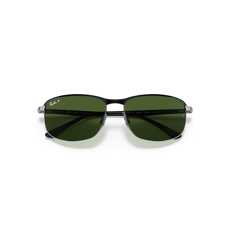 RB3671 POLARIZED+ LENSES Polarized Sunglasses in Black On Silver