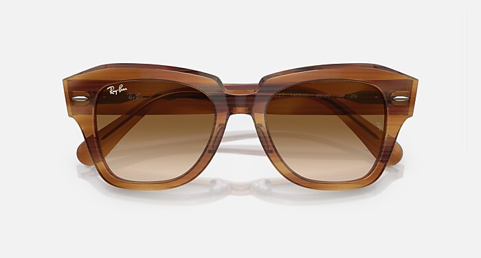 STATE STREET Sunglasses in Striped Brown and Clear & Brown (49-20