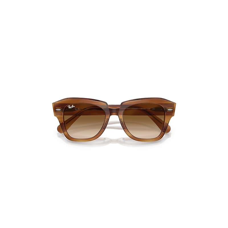 Ray-Ban State Street Sunglasses Striped Brown Frame Brown Lenses 49-20