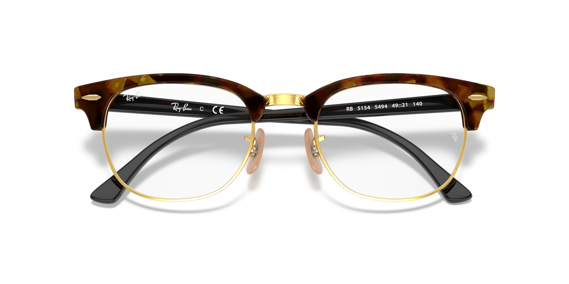 Ray-Ban Clubmaster Fleck Optics Eyeglasses Black Frame Clear Lenses Polarized 51-21 155$