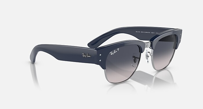 MEGA CLUBMASTER Sunglasses in Blue On Silver and Blue Polarized