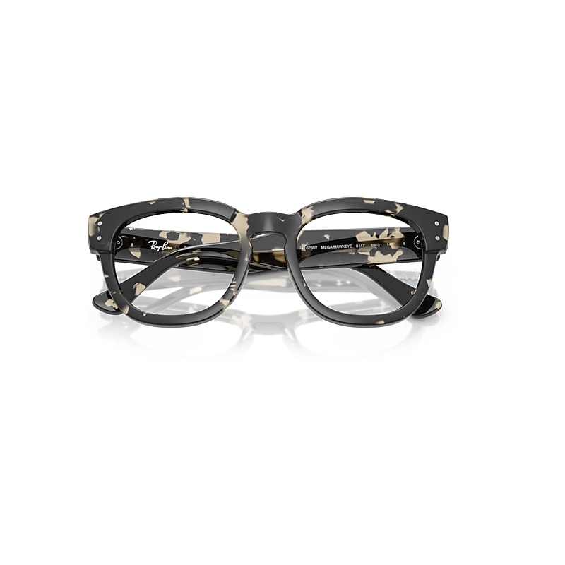 Ray-Ban Mega Hawkeye Optics Optical Grey Havana Frame Clear Lenses Polarized 50-21