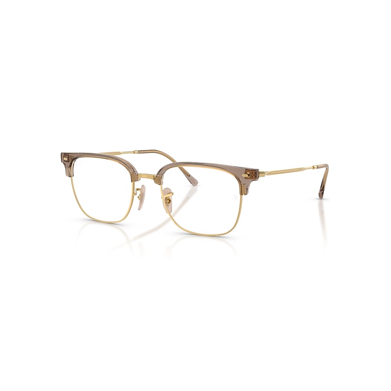 Ray-Ban Eyeglasses Unisex New Clubmaster Optics - Gold Frame Clear Lenses Polarized 53-20
