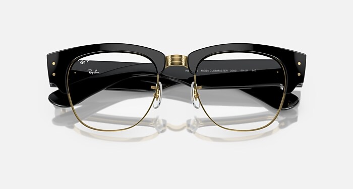 MEGA CLUBMASTER OPTICS メガネ ゴールド上にブラック と クリア (50