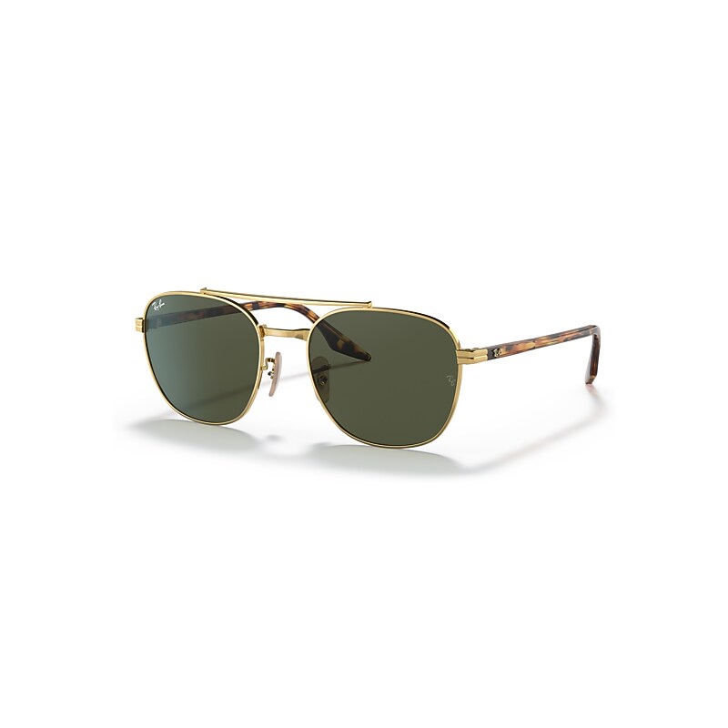 Ray-Ban Sunglasses   - Yellow Havana Vintage Frame Green Lenses 55-19, RB3688