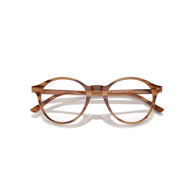 Ray-Ban Rb5430 Optics Optical Striped Brown Frame Clear Lenses Polarized 49-21