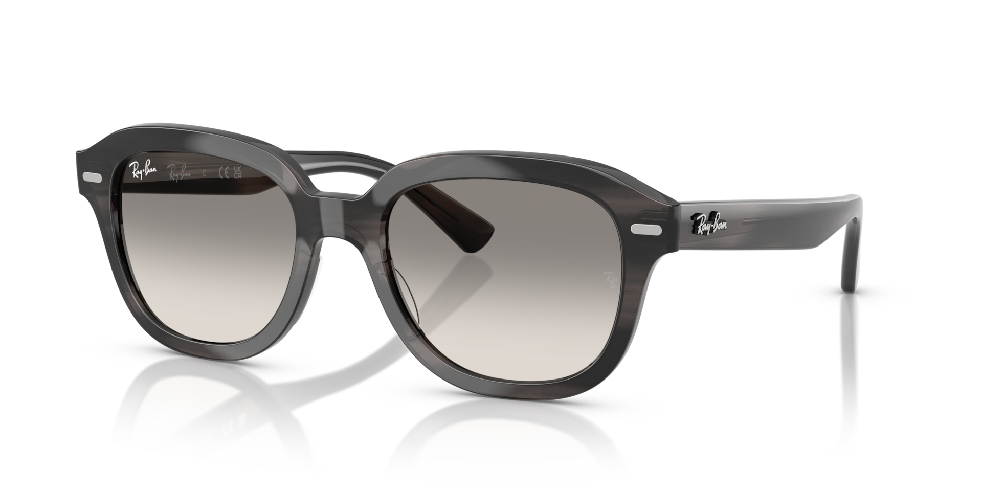 ERIK Sunglasses in Striped Grey and Clear Gradient Grey (53-20