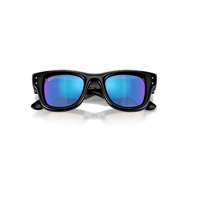 Ray-Ban Wayfarer Puffer Sunglasses Black Frame Blue Lenses 47-23