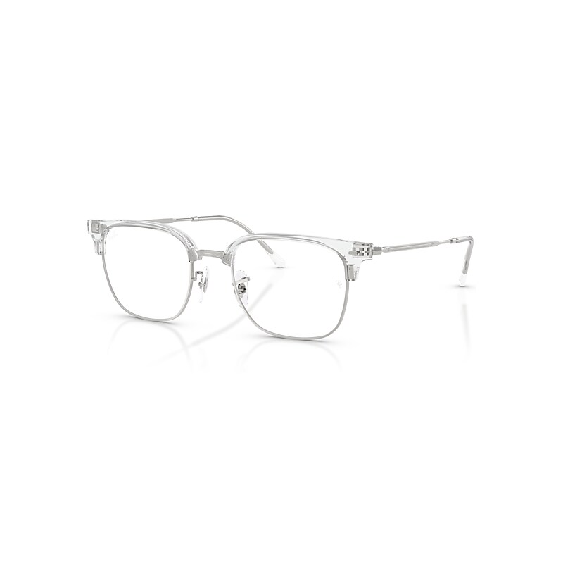Ray-Ban Eyeglasses  New Clubmaster Optics - Silver Frame Clear Lenses Polarized 53-20, RB7216