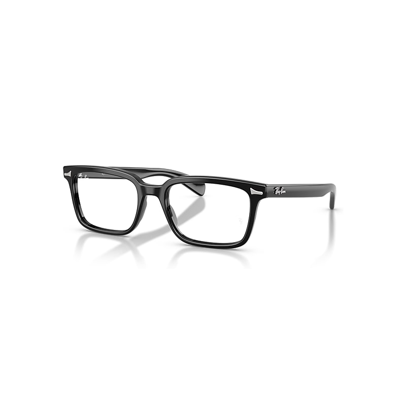 Ray-Ban Eyeglasses Unisex Brunel Optics - Black Frame Transparent Lenses Polarized 53-19