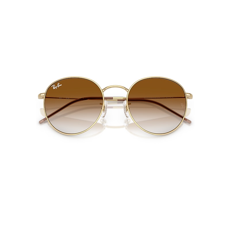 Ray-Ban Round Reverse Sunglasses Arista Gold Frame Brown Lenses 55-21