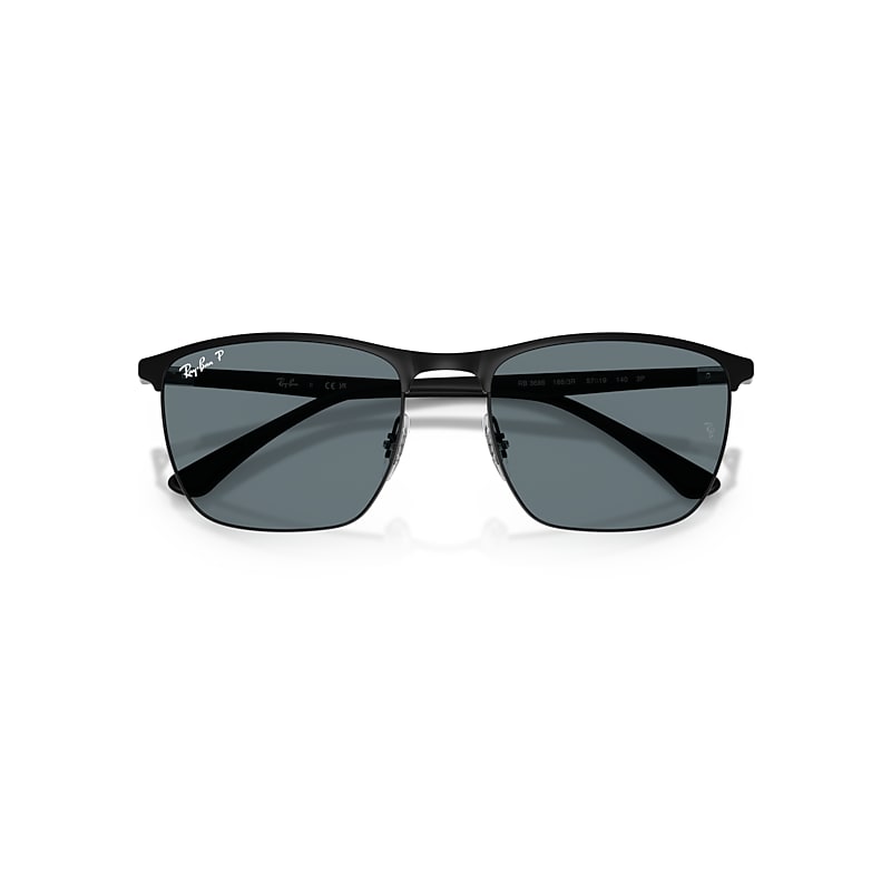 Ray-Ban Rb3686 Sunglasses Black Frame Blue Lenses Polarized 57-19