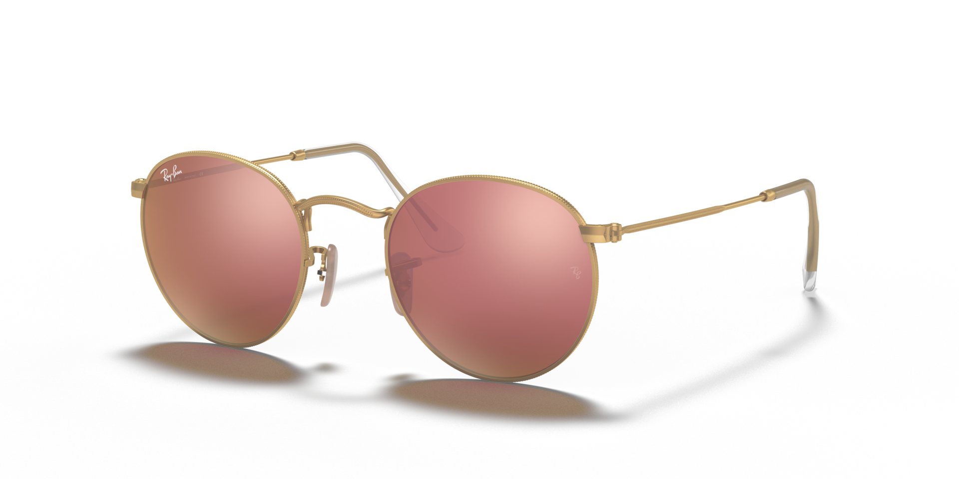Ray-Ban Round Flash Lenses Lunettes De Soleil - Monture Or Verres Brun 53-21 189 €