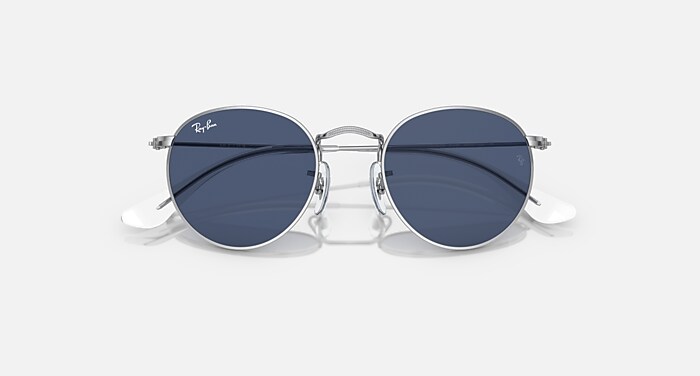 小物 RayBan sunglasses round l Blue lens ROUND KIDS Sunglasses in Silver and Dark Blue (44-19) - RB9547S