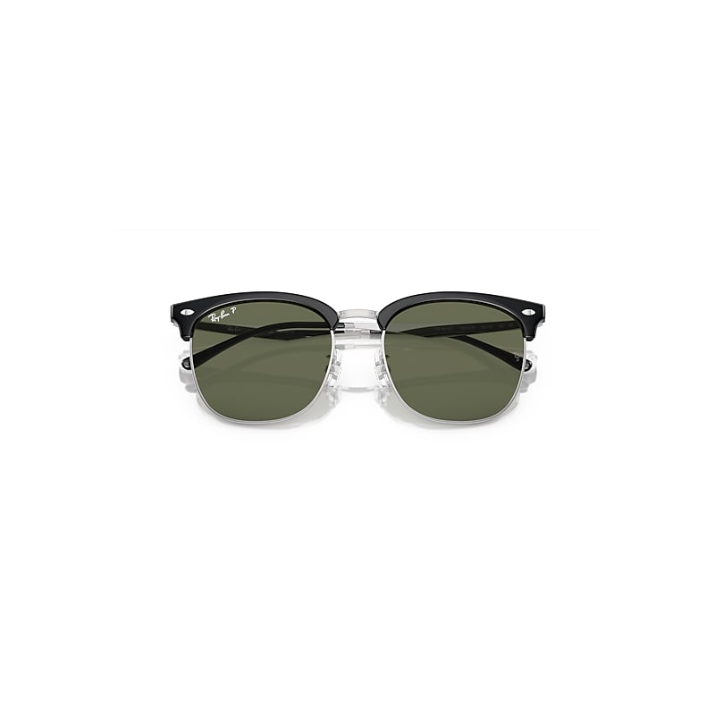 RB4418D Sunglasses in Black On Silver and Dark Green Polarized