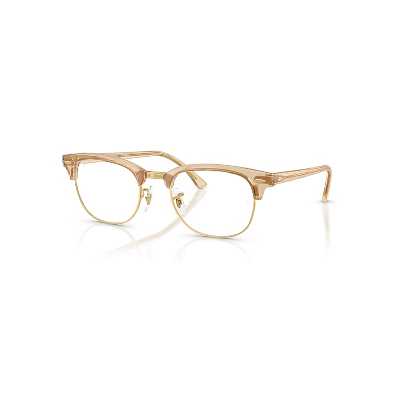 Ray-Ban Eyeglasses  Clubmaster Optics Change - Photo Waves Brown Frame Clear Lenses Polarized 51-21, RX5154