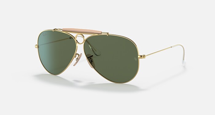 AVIATOR LARGE METAL II Sunglasses in Black and G-15 Green (62-14