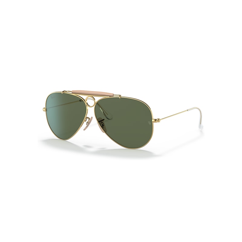 Ray-Ban Shooter | Aviation Collection Lunettes De Soleil - Monture Doré Arista Verres Vert 58-09, RB3138