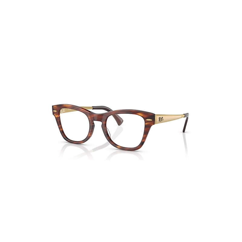Ray-Ban Eyeglasses Unisex Rb0707vm Optics - Sand Gold Frame Clear Lenses Polarized 50-21