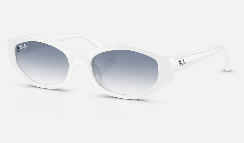 RB4473D Sunglasses in White and Clear Gradient Light Blue (56-18