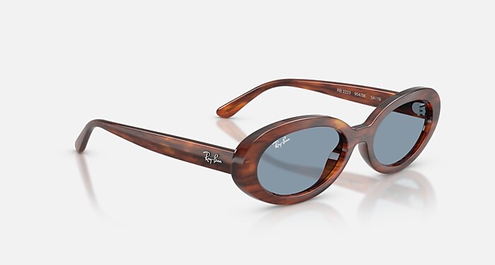 RB2223 Sunglasses in Striped Havana and Blue (54-19) - RB2223