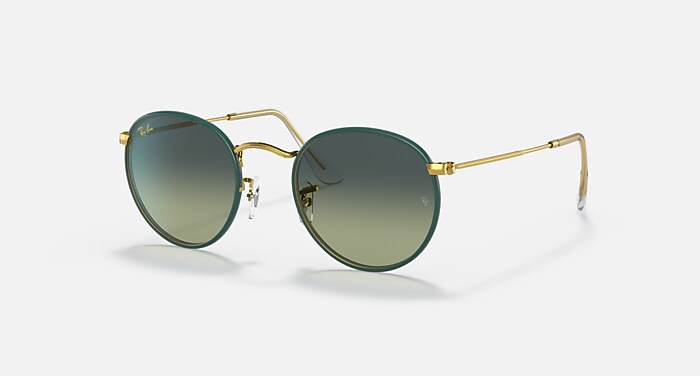 ROUND METAL FULL COLOR LEGEND Sunglasses in Green and Green /Blue