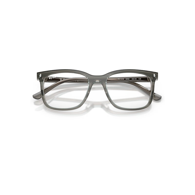 Ray-Ban Rb5446 Optics Optical Striped Grey Frame Clear Lenses Polarized 51-19
