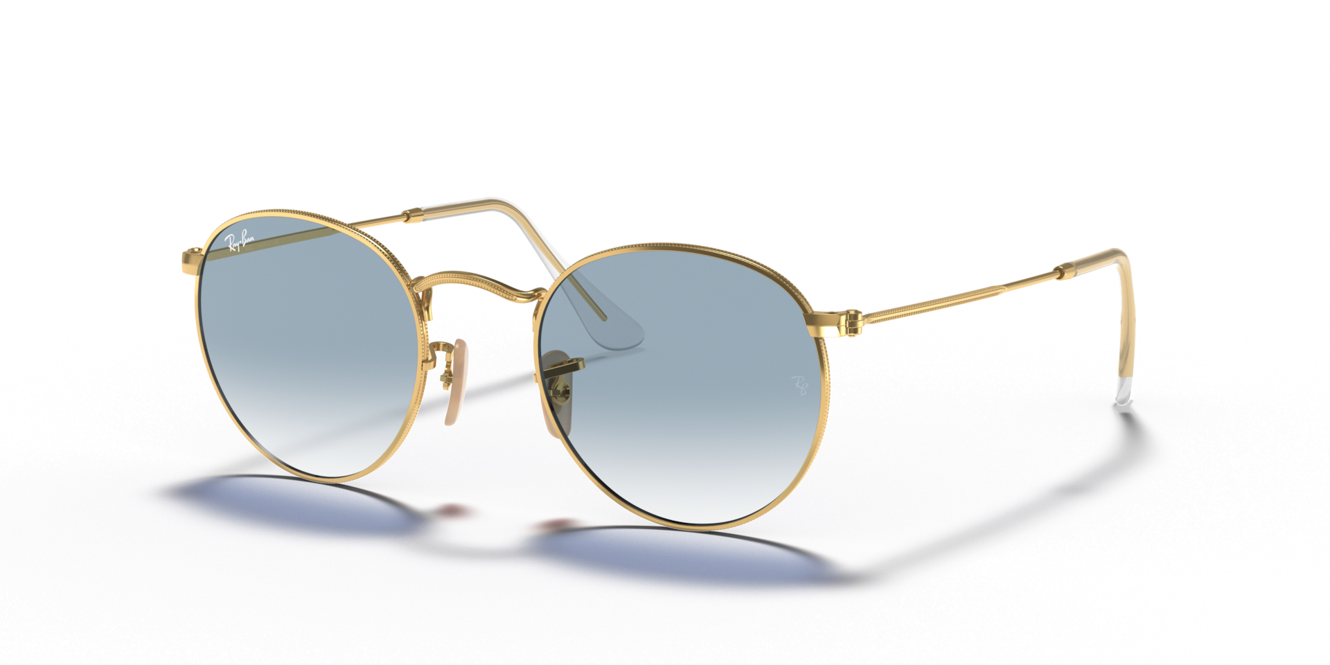 ROUND FLAT LENSES Sunglasses in Arista Gold and Light Blue
