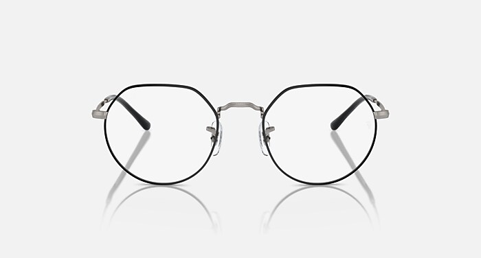 JACK OPTICS メガネ ガンメタル上にブラック と クリア (49-20