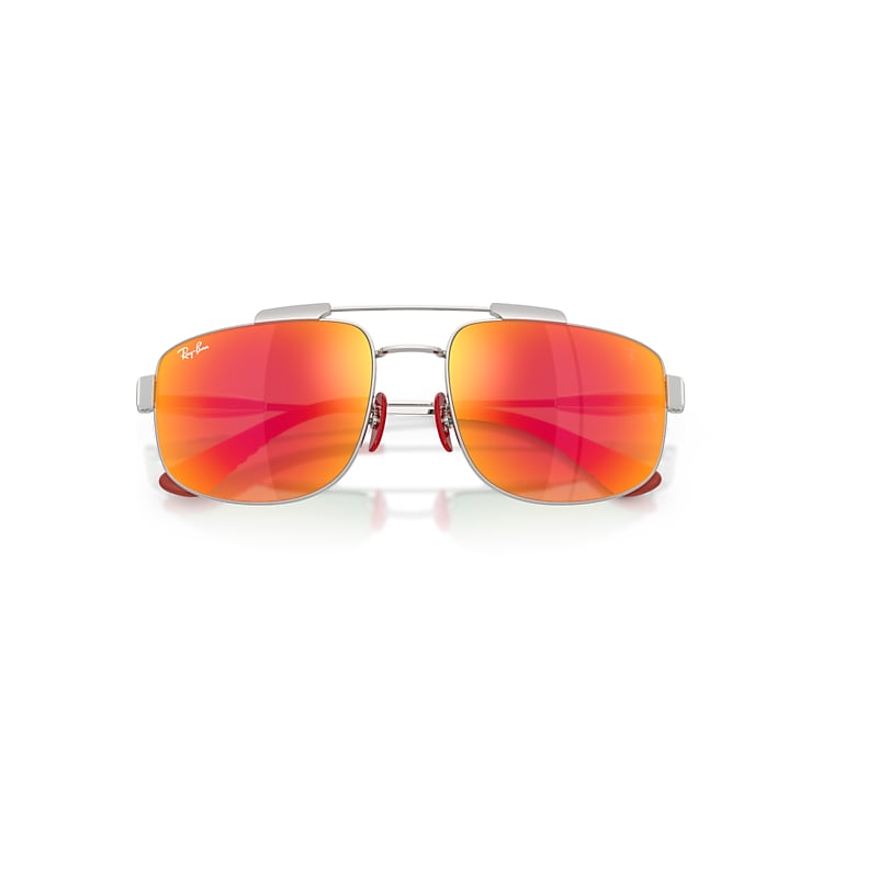 Ray-Ban Rb3789m Scuderia Ferrari Collection Sunglasses Silver Frame Grey Lenses 58-18