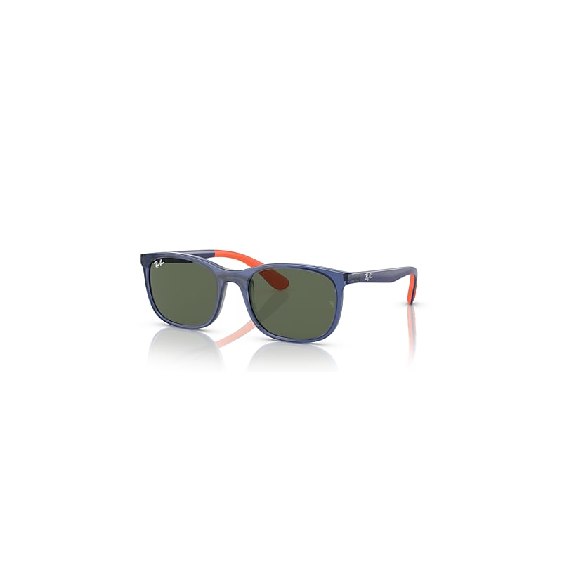 Ray-Ban Rb9076s Kids Sunglasses Blue On Orange Frame Green Lenses 49-17