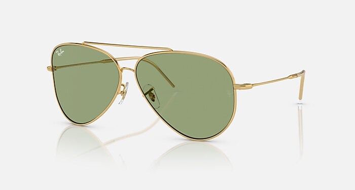 AVIATOR REVERSE Sunglasses in Arista Gold and Green  display picture 3