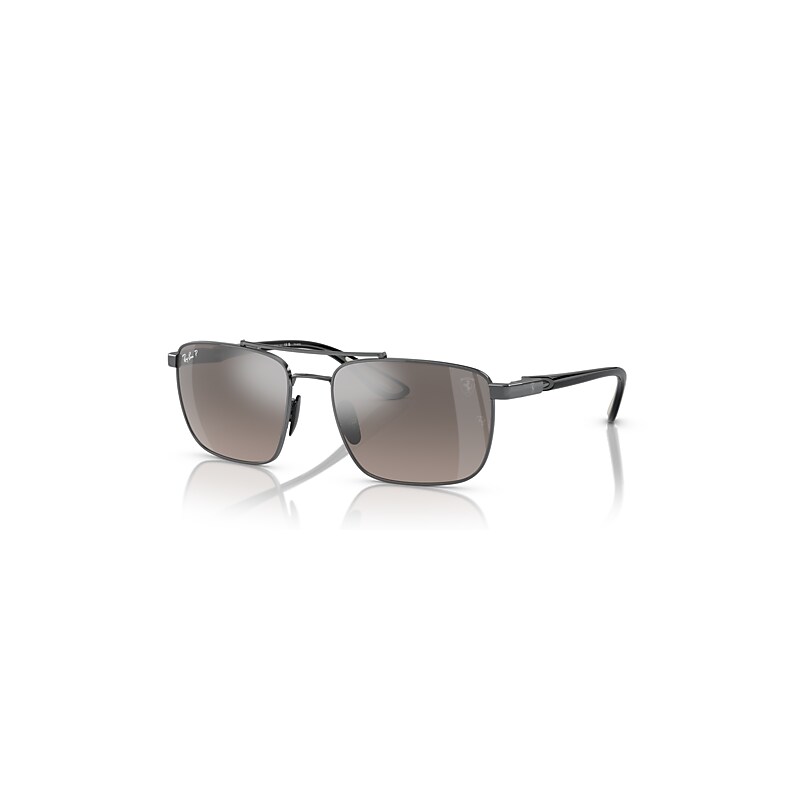 Ray-Ban Sunglasses Men's  Scuderia Ferrari Collection Polarized+ Lenses - Black Frame Silver Lenses Polarized 58-18, RB3715M