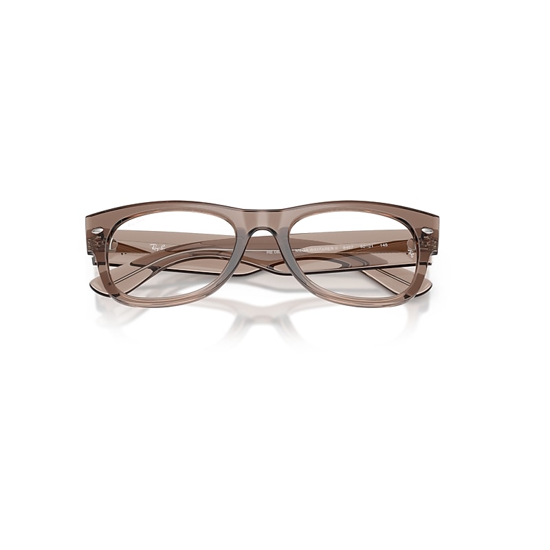 Ray-Ban Mega Wayfarer II Optics Optical Transparent Taupe Beige Frame Clear Lenses Polarized 52-21