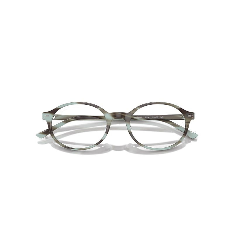 Ray-Ban German Optics Eyeglasses Striped Green Frame Clear Lenses Polarized 53-20
