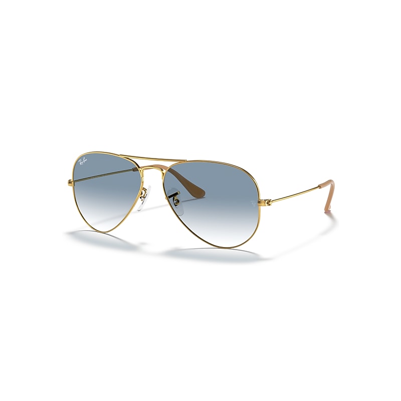 Ray-Ban Unisex Sunglass Aviator Gradient - Frame color: Arista Gold, Lens color: Clear Gradient Blue - Image 4