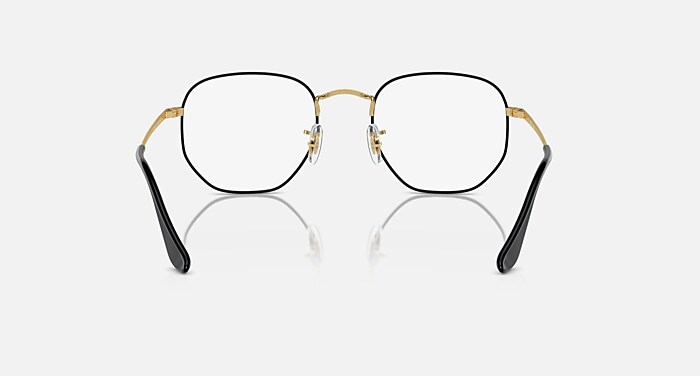 HEXAGONAL OPTICS Eyeglasses with Black On Gold Frame - RB6448