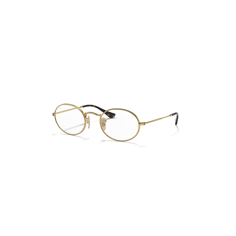 Ray-Ban Eyeglasses  Oval Optics - Arista Gold Frame Clear Lenses 48-21, RB3547V