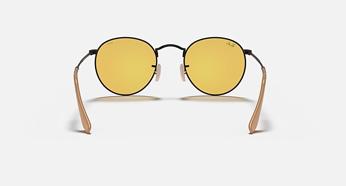 ROUND METAL Sunglasses in Black and Yellow Photochromic (50-21