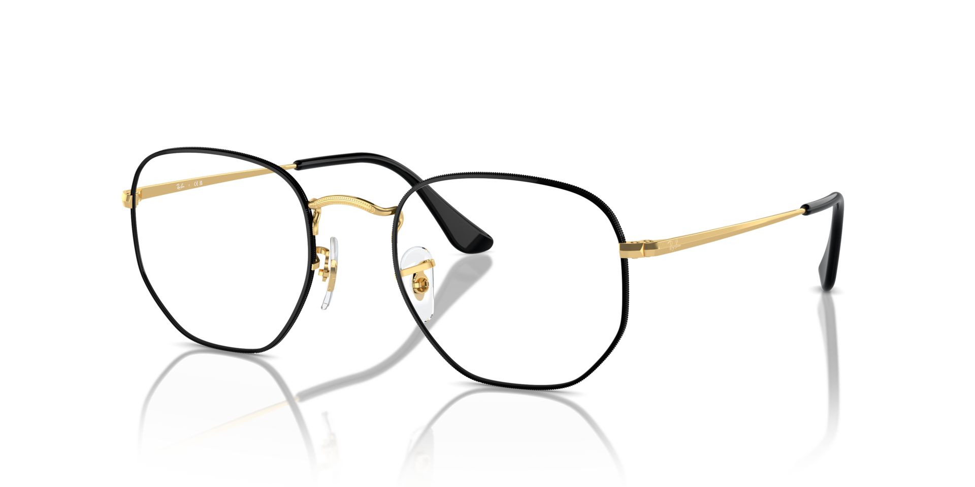 HEXAGONAL OPTICS Eyeglasses with Black On Gold Frame - RB6448