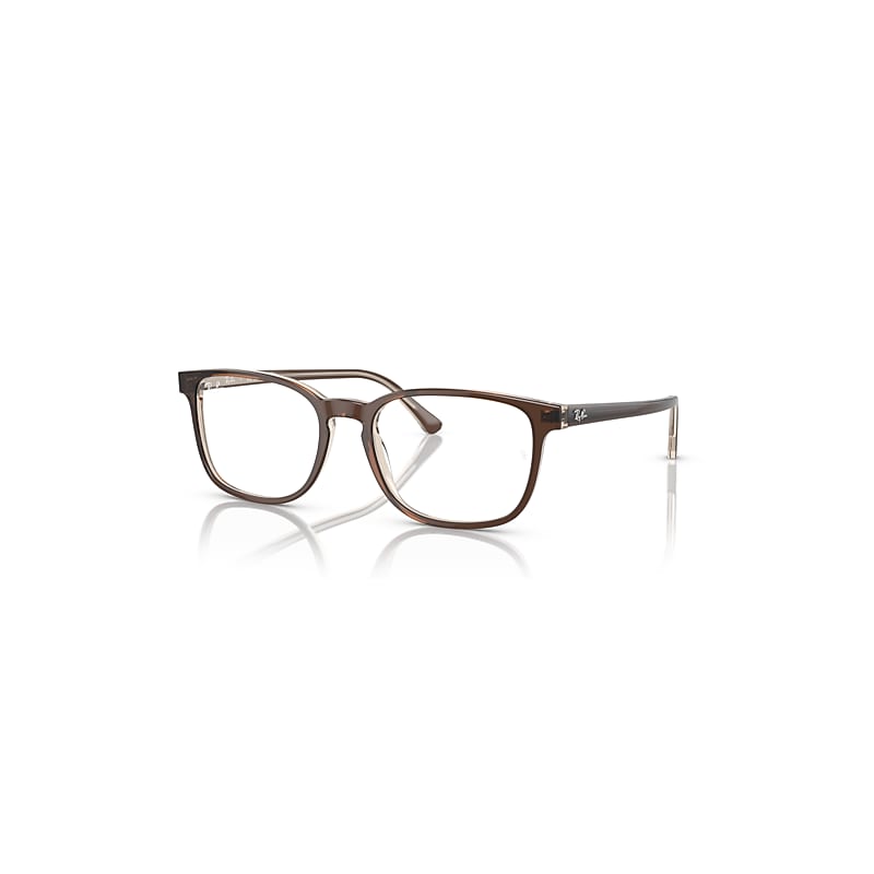 Ray-Ban Eyeglasses Unisex Rb5418 Optics - Brown On Transparent Light Brown Frame Clear Lenses Polarized 54-19