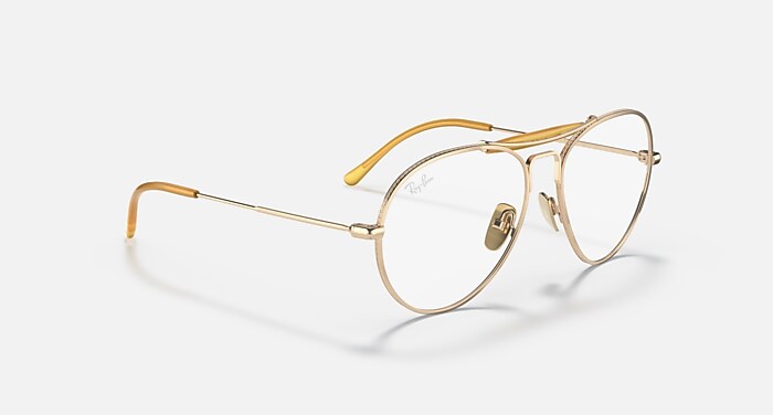 Ray-Ban サングラス CHROMANCE (RB8063) RB8063 TITANIUM OPTICS Eyeglasses with Arista Gold and Clear (55